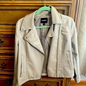 Light purple/gray leather jacket from Express. Size M in good condition.